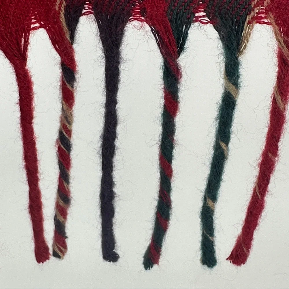 Men’s Christian‎ Dior Cashmaire 100% Acrylic Red Plaid Scarf with Fringe Luxury